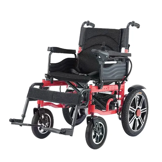 Portable Steel 4-Wheel Travel Smart Controller Adjustable Power Assist Anti-Tip for Home Care Electric Power Motor Wheelchair