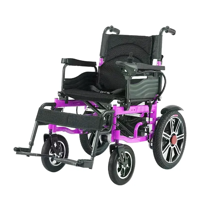 Portable Steel 4-Wheel Travel Smart Controller Adjustable Power Assist Anti-Tip for Home Care Electric Power Motor Wheelchair