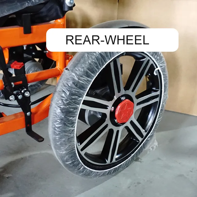 Portable Steel 4-Wheel Travel Smart Controller Adjustable Power Assist Anti-Tip for Home Care Electric Power Motor Wheelchair