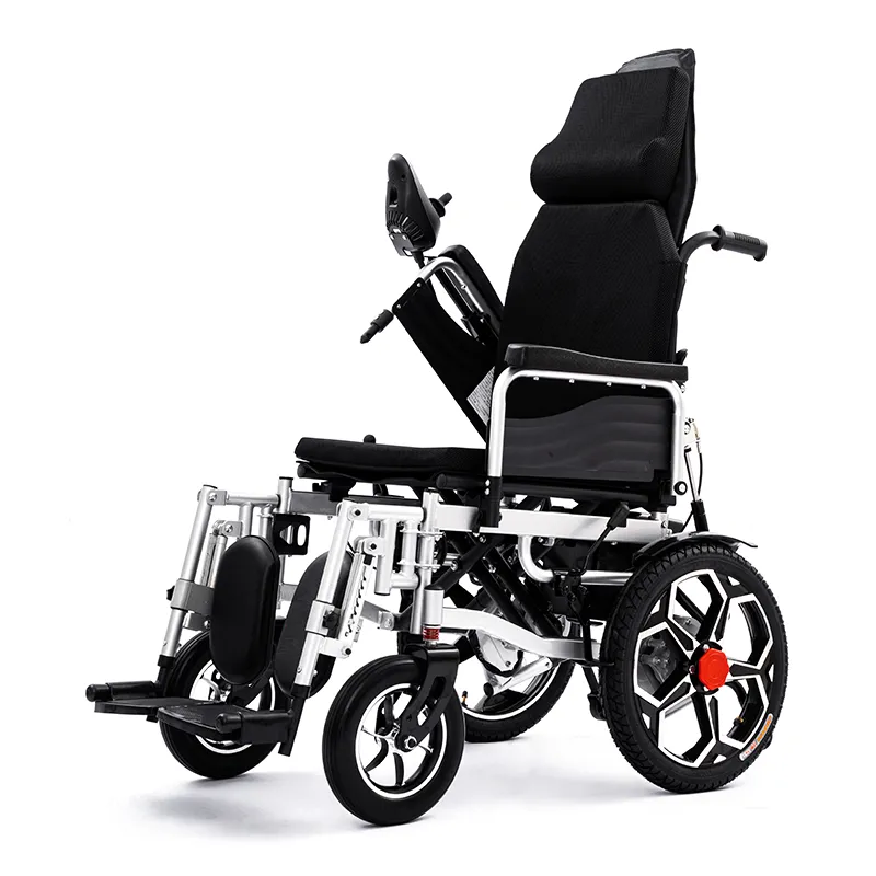 Carbon steel reclining and foldable electric wheelchair