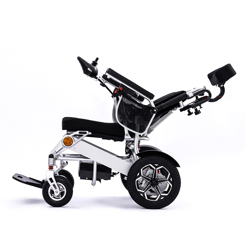 Aluminum alloy reclining and foldable electric wheelchair