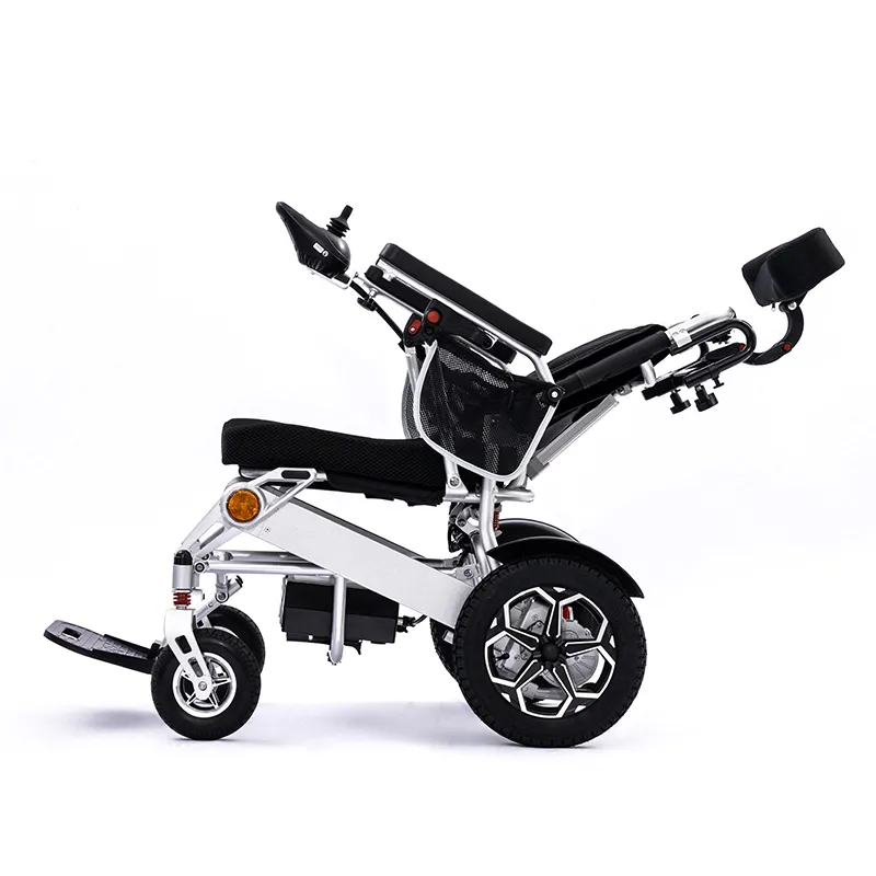 Aluminum alloy reclining and foldable electric wheelchair