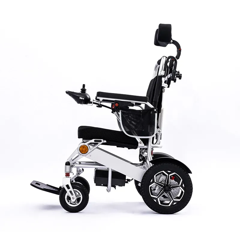 Aluminum alloy reclining and foldable electric wheelchair