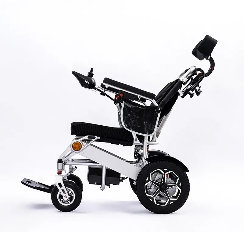 Aluminum alloy reclining and foldable electric wheelchair