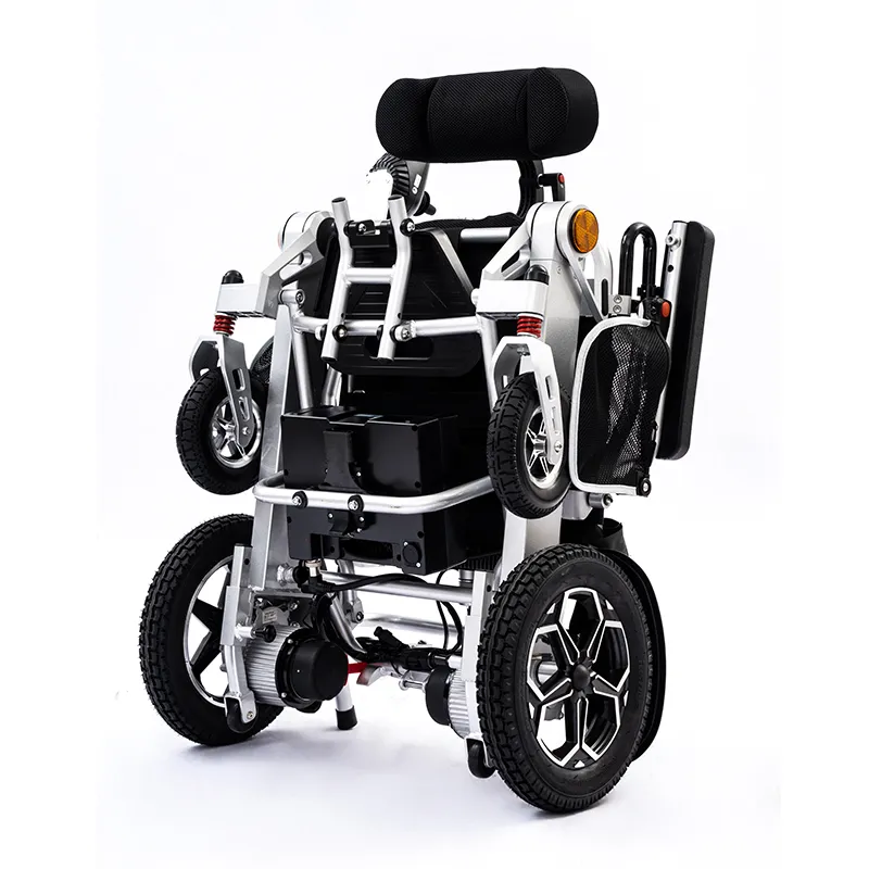 Aluminum alloy reclining and foldable electric wheelchair