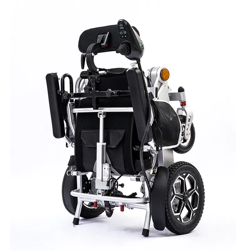 Aluminum alloy reclining and foldable electric wheelchair