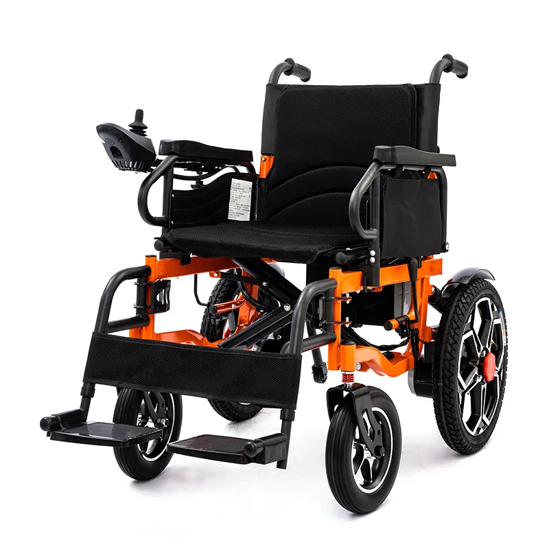 Widened carbon steel frame foldable electric wheelchair