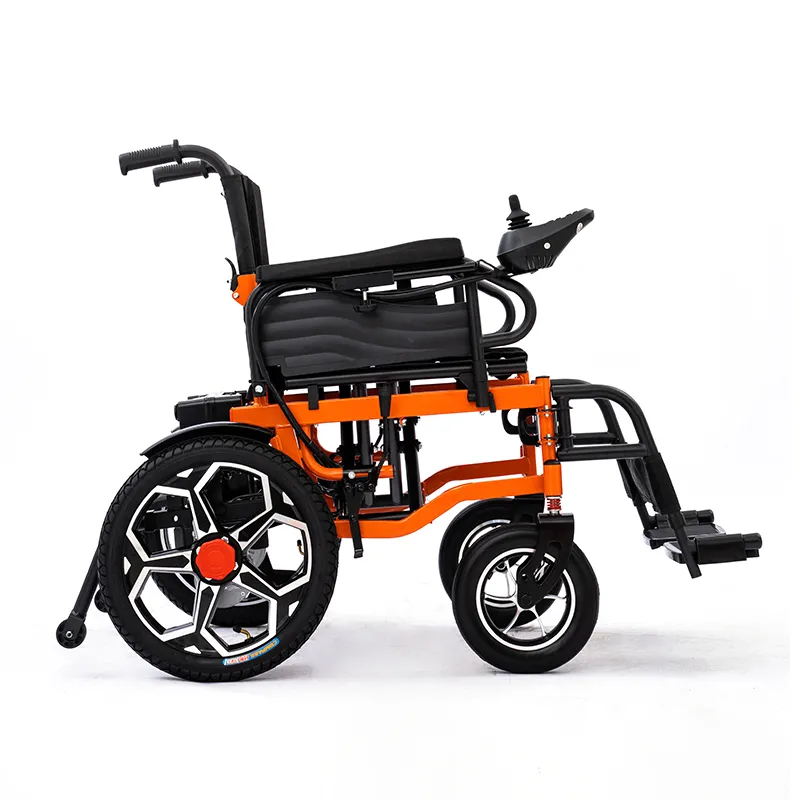 Widened carbon steel frame foldable electric wheelchair