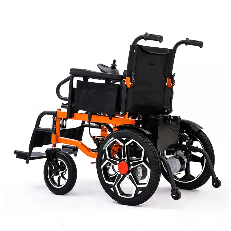 Widened carbon steel frame foldable electric wheelchair