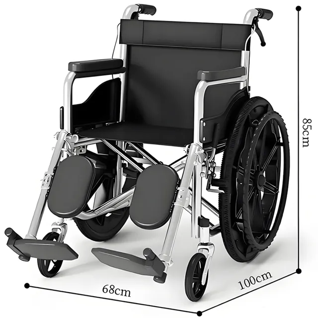 Manual wheelchair with elevating leg rests