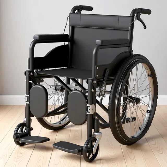 Manual wheelchair with elevating leg rests