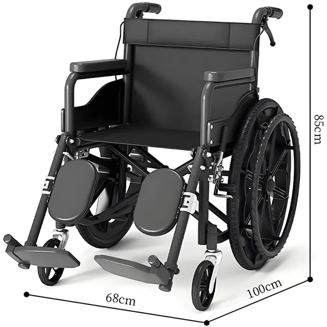 Manual wheelchair with elevating leg rests