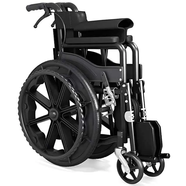 Manual wheelchair with elevating leg rests