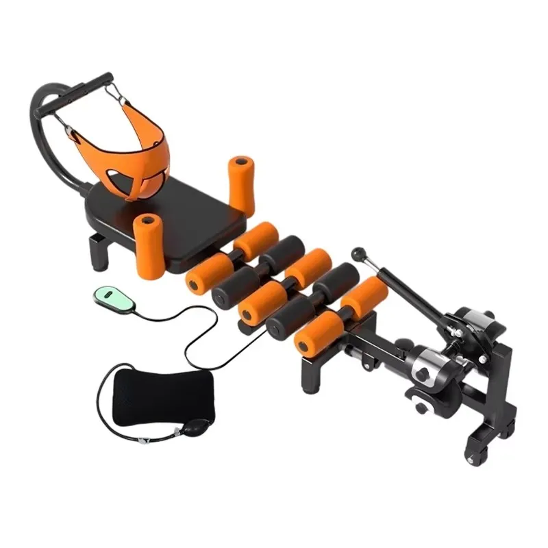 Electric home neck and lumbar traction bed