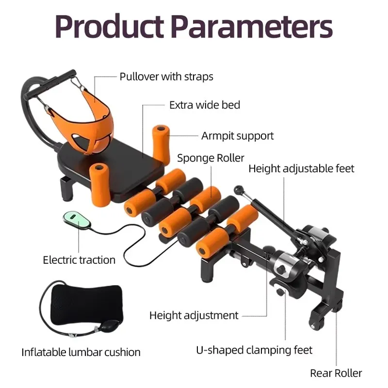 Electric home neck and lumbar traction bed