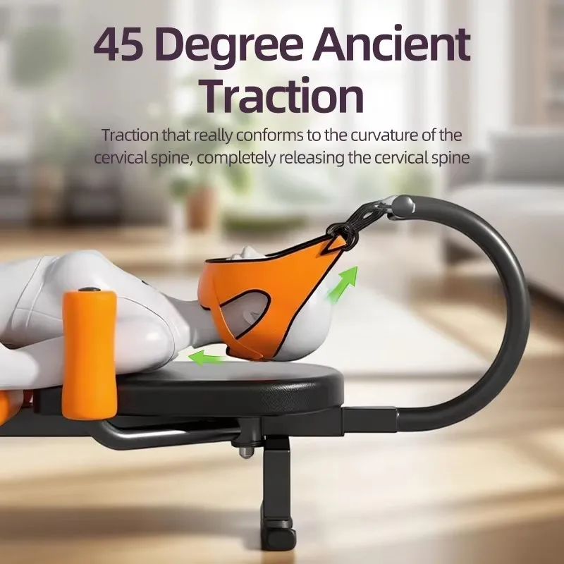 Electric home neck and lumbar traction bed