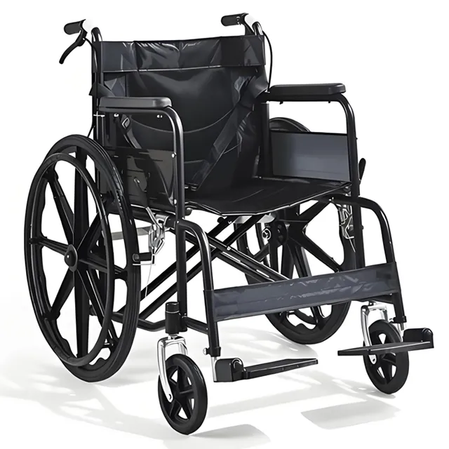 Foldable black manual wheelchair
