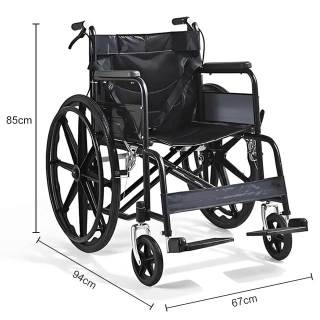Foldable black manual wheelchair