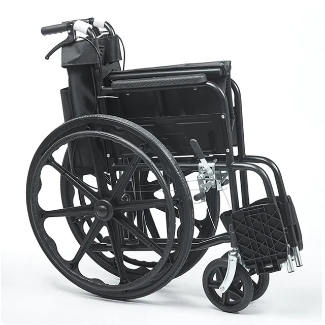 Foldable black manual wheelchair