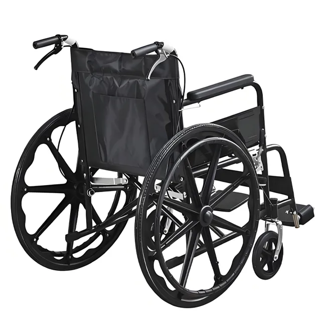 Foldable black manual wheelchair