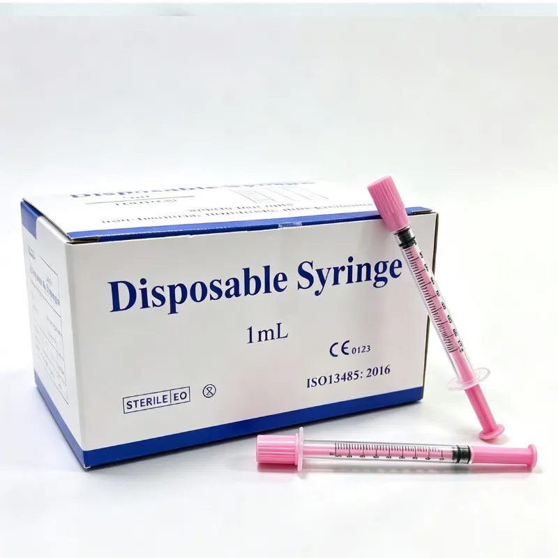 Pink disposable insulin syringe 31G 1cc 8ml