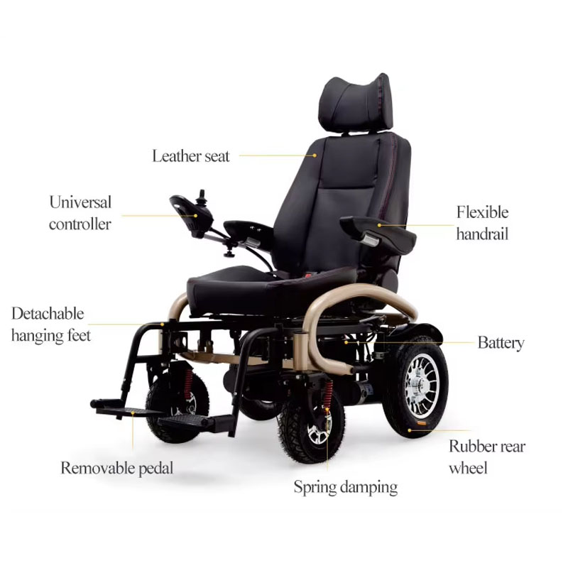 Comfortable leather electric wheelchair walker