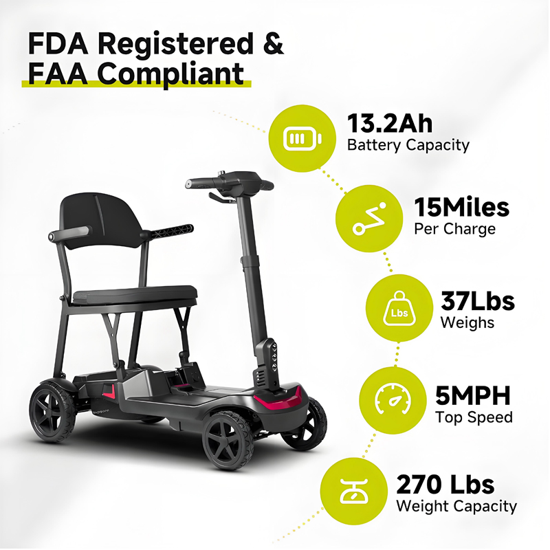 Dual-lithium battery electric four-wheeled scooter
